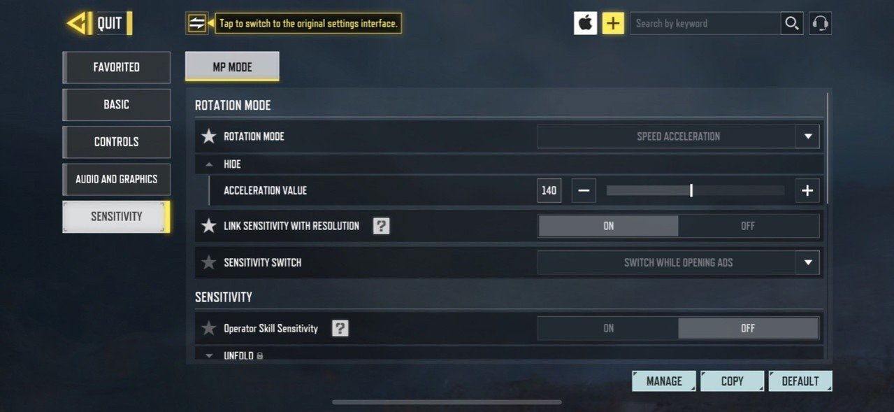 Gyroscope Sensitivity